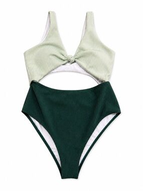 Target Two-Tone Green Knot One-Piece Swimsuit